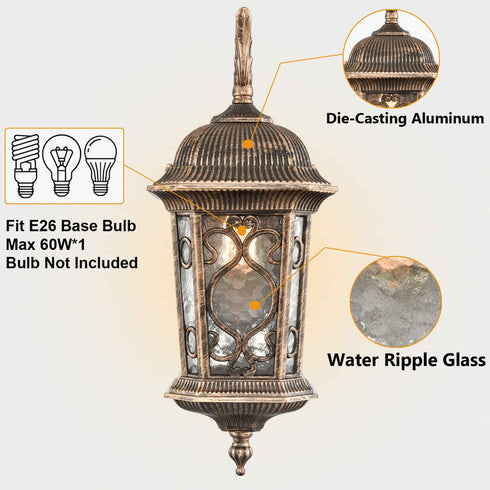 Outdoor Wall Lights Waterproof Outside Porch Light Water Glass Shade
