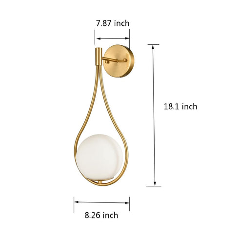 Vanity Modren Wall Light Fixtures Milky White Round Glass Sconce Light Bedroom