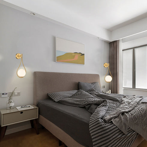 Vanity Modren Wall Light Fixtures Milky White Round Glass Sconce Light Bedroom