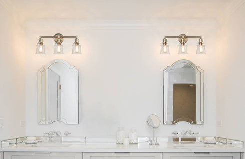 Vintage Bath Vanity Light 3-Light Wall Sconce Brushed Nickel Finish