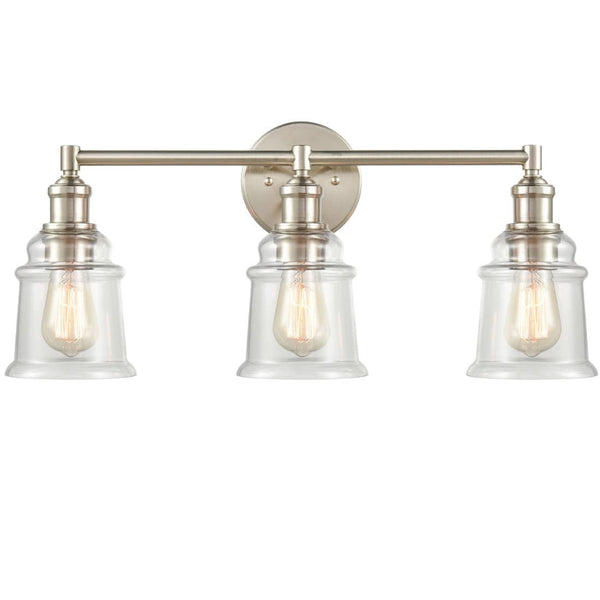 Vintage Bath Vanity Light 3-Light Wall Sconce Brushed Nickel Finish