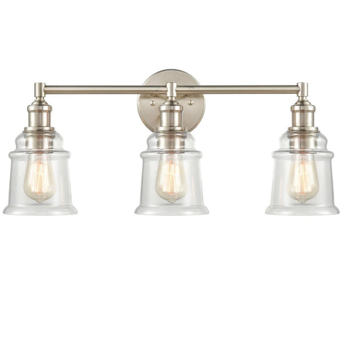Vintage Bath Vanity Light 3-Light Wall Sconce Brushed Nickel Finish