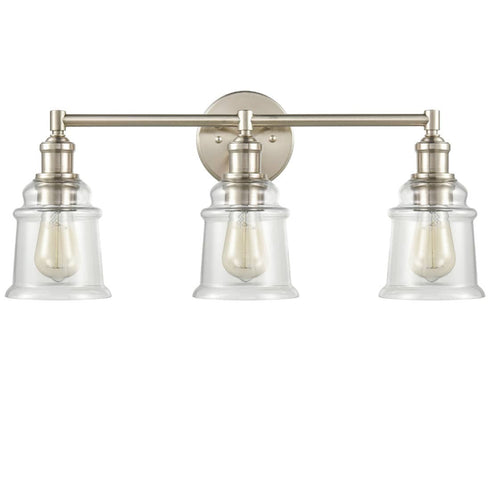 Vintage Bath Vanity Light 3-Light Wall Sconce Brushed Nickel Finish
