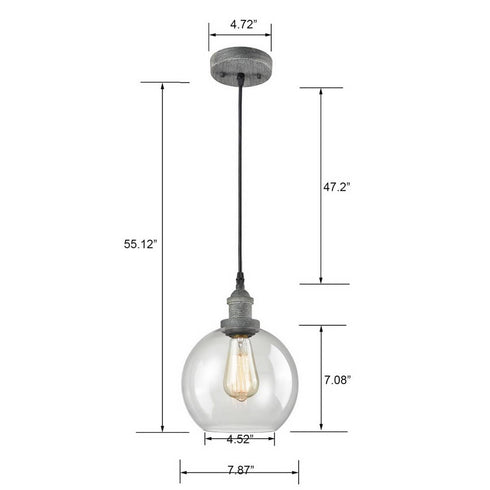 Vintage Clear Glass Globe Pendant Lighting Rustic Mycete Finish