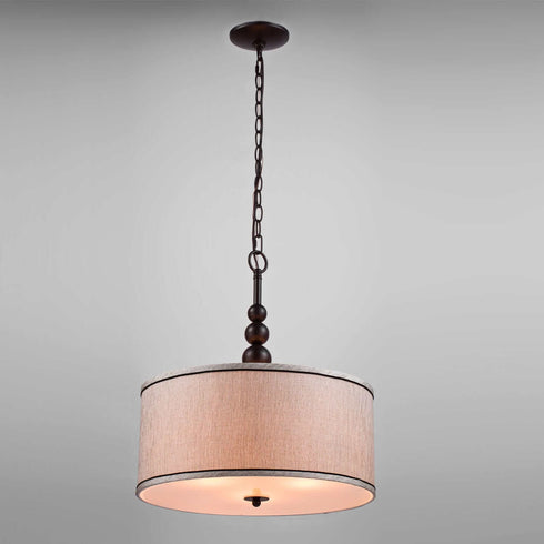 Vintage Fabric Drum Oil Rubbed Bronze Etamine Modern Pendant Lighting