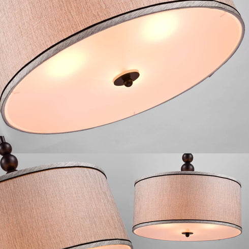Vintage Fabric Drum Oil Rubbed Bronze Etamine Modern Pendant Lighting