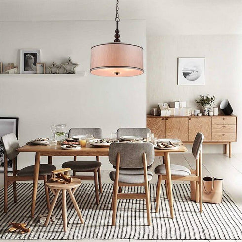 Vintage Fabric Drum Oil Rubbed Bronze Etamine Modern Pendant Lighting