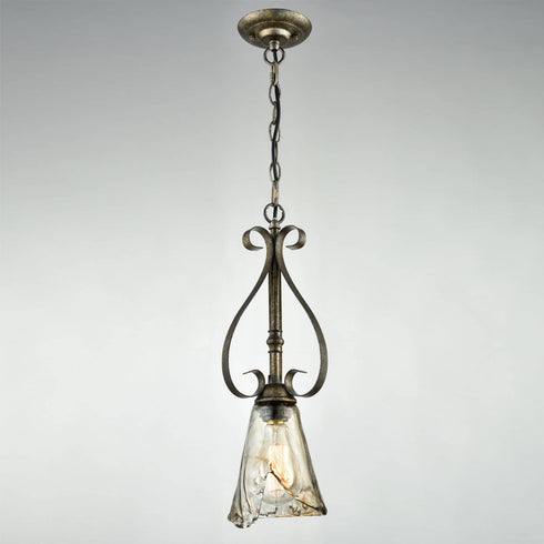 Vintage Glass Pendant Light Mini Kitchen Light with Amber Glass