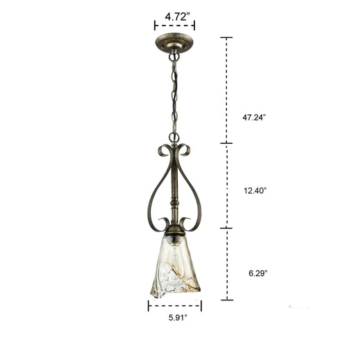 Vintage Glass Pendant Light Mini Kitchen Light with Amber Glass