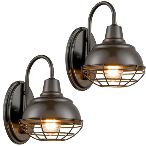 Vintage Gooseneck Barn Light Wall Sconces Oil Rubbed Bronze 2-Pack