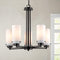 Vintage Industrial Chandelier With Cylinder Cream Glass 5 Lights