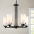 Vintage Industrial Chandelier With Cylinder Cream Glass 5 Lights