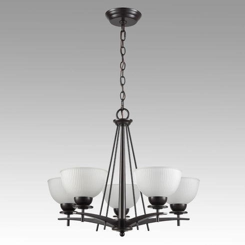 Vintage Iron Glass Oil Rubbed Bronze Large Chandeliers With 5 Lights