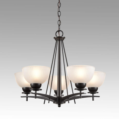 Vintage Iron Glass Oil Rubbed Bronze Large Chandeliers With 5 Lights