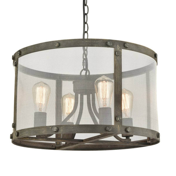 Vintage Metal Mesh Drum Shade Chandelier