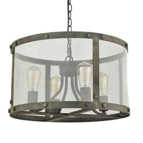 Vintage Metal Mesh Drum Shade Chandelier