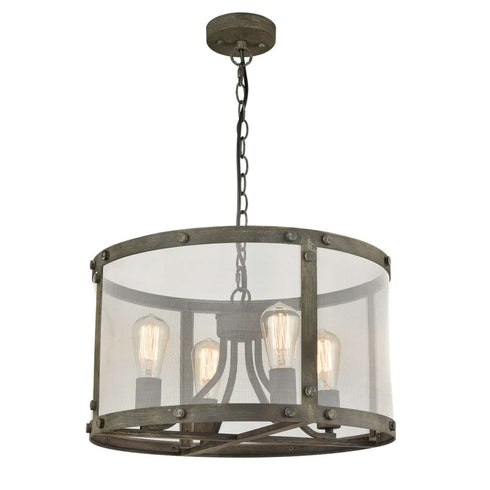 Vintage Metal Mesh Drum Shade Chandelier