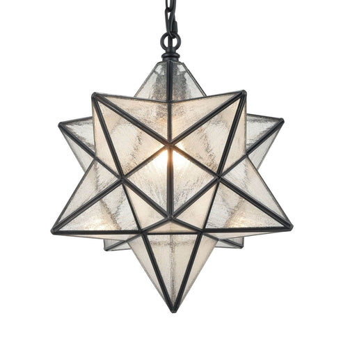 Vintage Moravian Star Seeded Glass Pendant Lights, 14-inch Diameter
