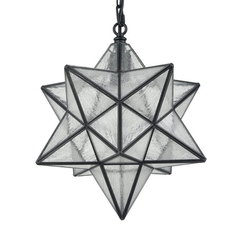 Vintage Moravian Star Seeded Glass Pendant Lights, 14-inch Diameter
