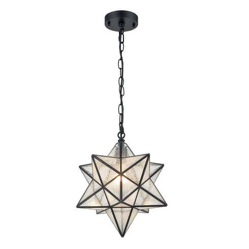 Vintage Moravian Star Seeded Glass Pendant Lights, 14-inch Diameter