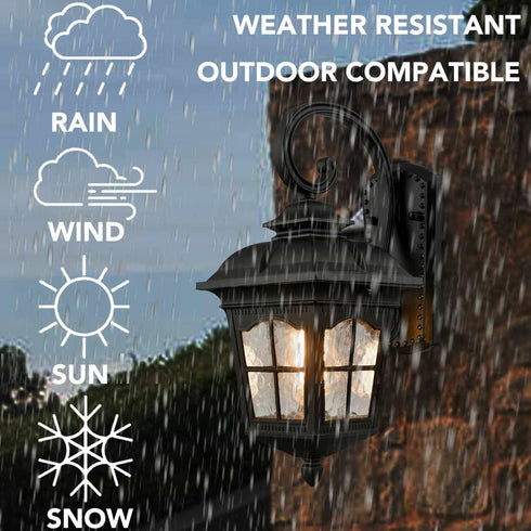 Vintage Outdoor Wall Lights Exterior Coach Light, Black