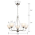 Vintage Satin Nickel Glass Bowl Modern White Chandelier With 5-Lights