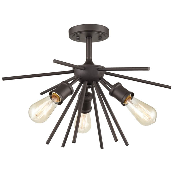 Vintage Sputnik Semi Flush Ceiling Lights, Golden Bronze