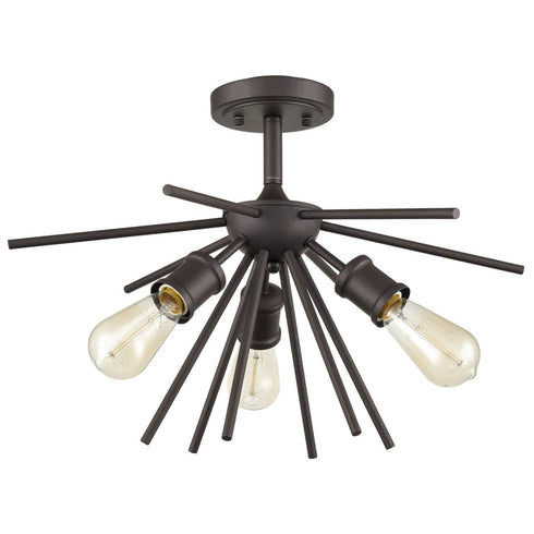 Vintage Sputnik Semi Flush Ceiling Lights, Golden Bronze