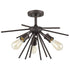 Vintage Sputnik Semi Flush Ceiling Lights, Golden Bronze