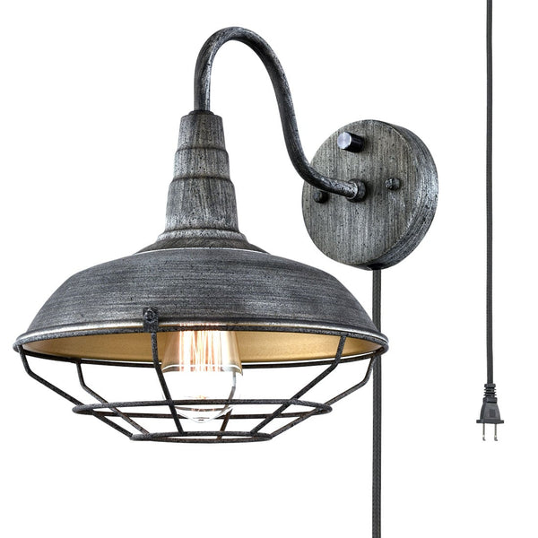 Vintage Stained Finish Wall Light Farmhouse Metal Cage Barn Wall Sconce Blue