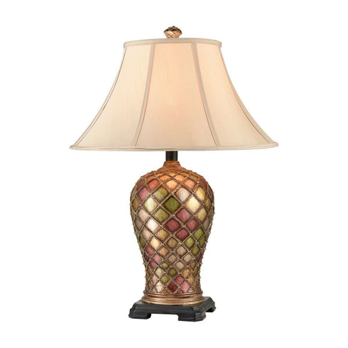 Vintage Table Lamp Colorful Vase Bronze Bedroom Living Room Cloth Shade Reading Lamps