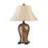 Vintage Table Lamp Colorful Vase Bronze Bedroom Living Room Cloth Shade Reading Lamps