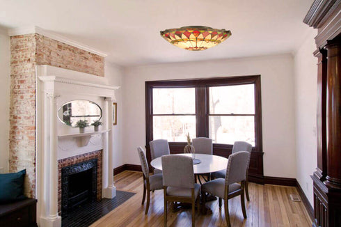 Vintage Tiffany Style Mission Semi Flush Ceiling Light