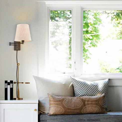 Black Swing Arm Wall Sconces Set of Two Plug in Wall Lamp