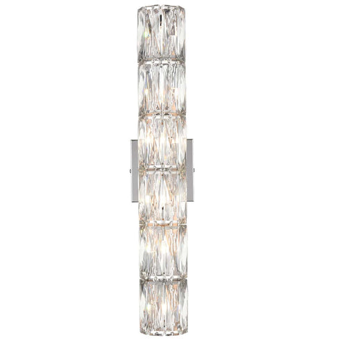 Modern Crystal Wall Sconce 6-Light Chrome Bathroom Wall Light Fixture