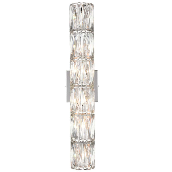 Modern Crystal Wall Sconce 6-Light Chrome Bathroom Wall Light Fixture