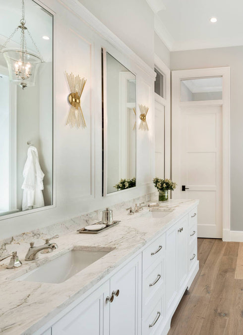 Wall Sconce Lamp Brass 2-Light Vanity Mid-Century Starburst