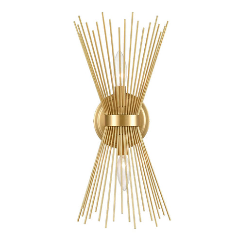Wall Sconce Lamp Brass 2-Light Vanity Mid-Century Starburst