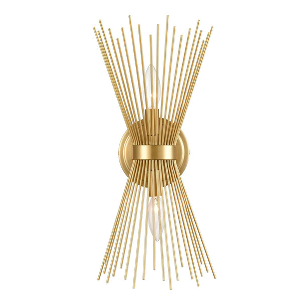 Wall Sconce Lamp Brass 2-Light Vanity Mid-Century Starburst
