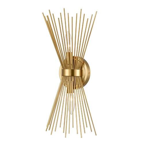 Wall Sconce Lamp Brass 2-Light Vanity Mid-Century Starburst