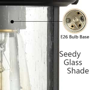 Wall Sconces for Outdoor use Weather-Resistant Seeded Glass Shade Modern Design Rust-Proof