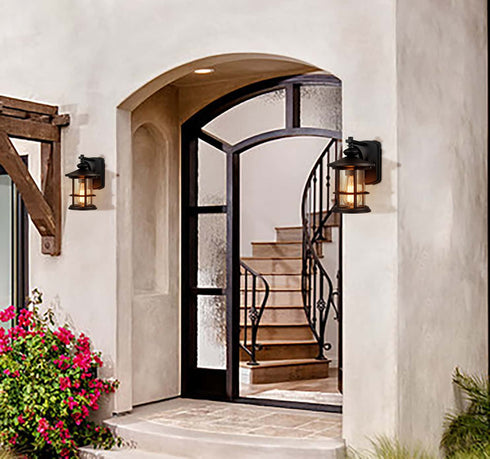 Wall Sconces for Outdoor use Weather-Resistant Seeded Glass Shade Modern Design Rust-Proof
