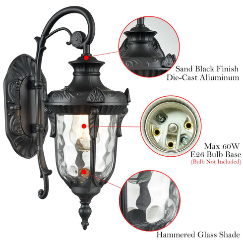 Waterproof Outdoor Light Fixtures Wall Mount Black Wall Sconce
