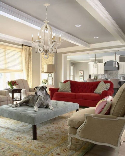 Weathered Wooden Chandeliers Rustic 6 Light Sculpted Candle Light Fixture