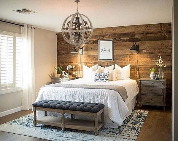 Weathered Wooden Globe Chandelier 5 Light Rustic Metal Crystal Ceiling Lights