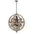 Weathered Wooden Globe Chandelier 5 Light Rustic Metal Crystal Ceiling Lights