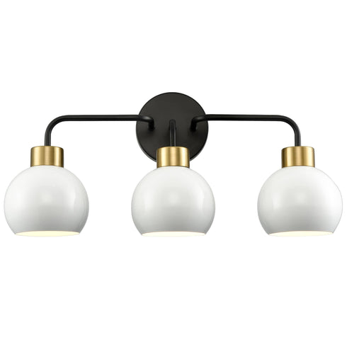 White Vanity Light Fixture Bathroom 3-Light Wall Light with White Metal Shade Over Mirror Lighting