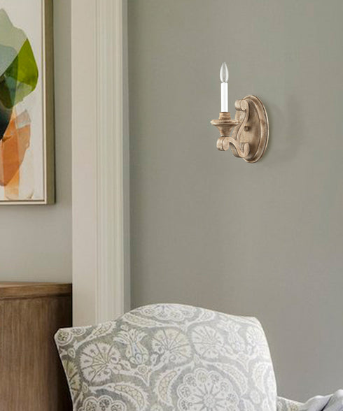 Farmhouse Wood Wall Sconce Candle Style, Antique White