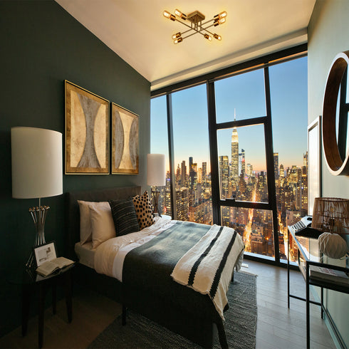 Modern 8-light Metal Gold Ceiling Light Fixture for Living Room