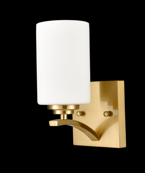 Turin Natural Brass Wall Sconce Set of 2 Cylinder Opal Glass